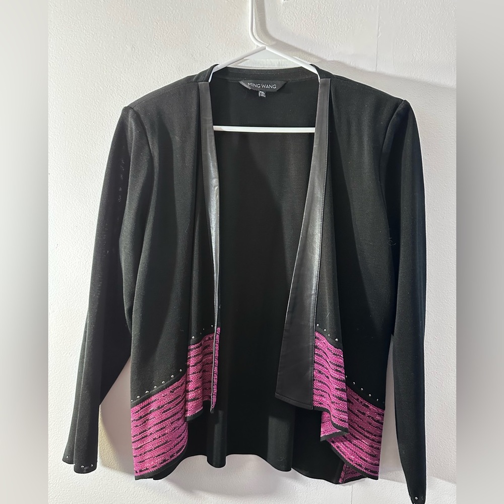 Chic Black and Pink Women's Jacket by Ming Wang size PXl runs big